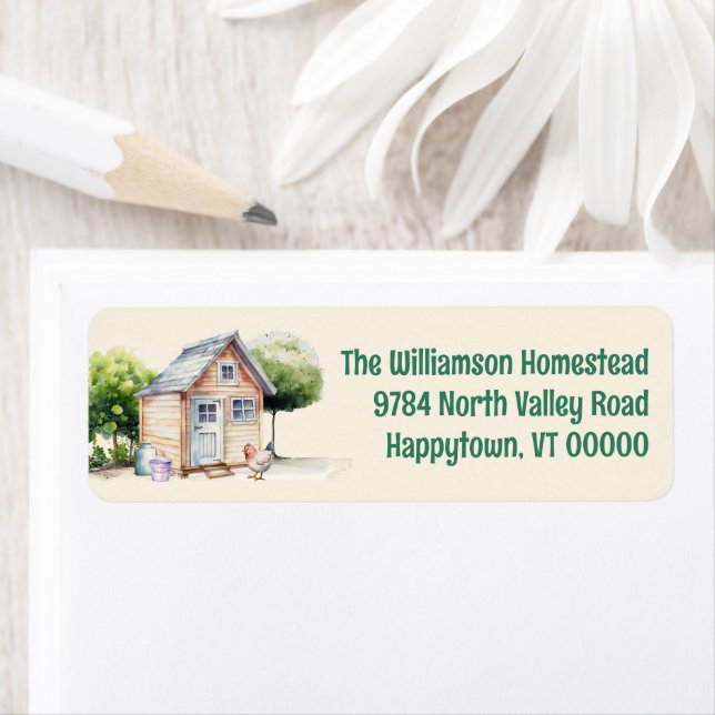 Backyard Coop Homestead Returetiketters Returadress Etikett (Insitu)