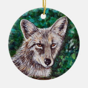 Backyard Coyote Painting Julgransprydnad Keramik