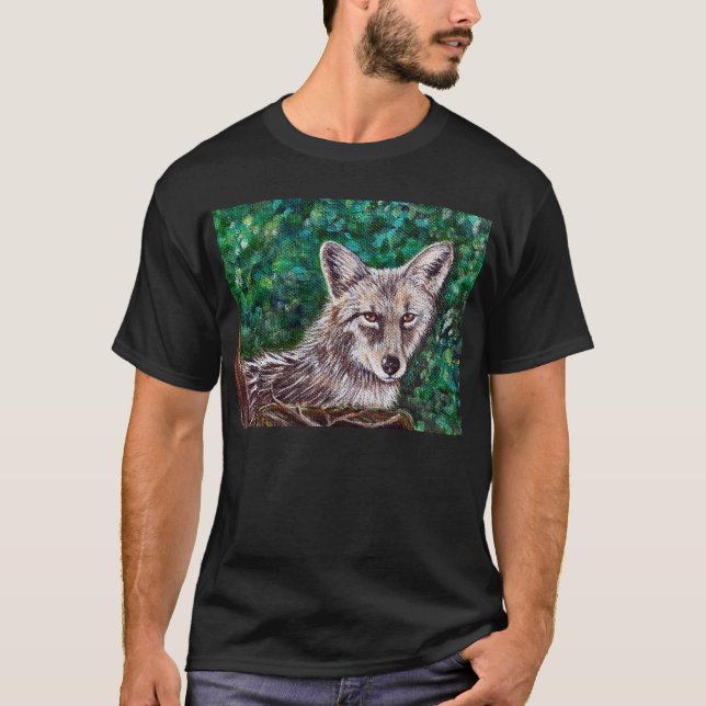 Backyard Coyote Painting T Shirt (Framsida)