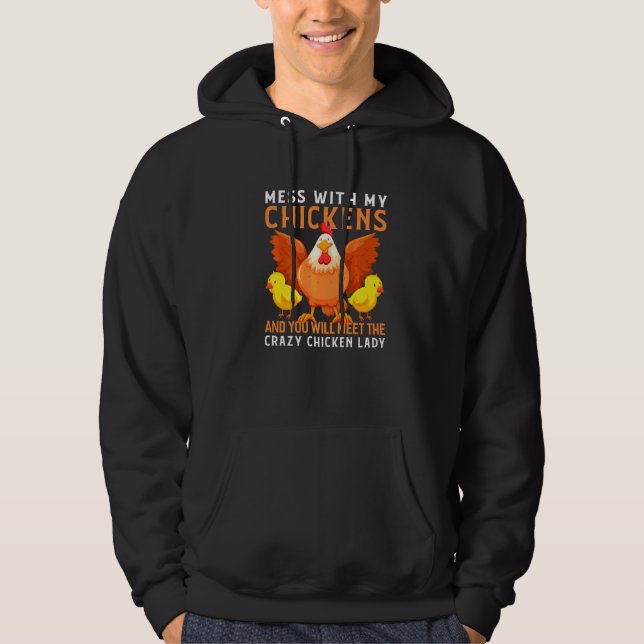 Backyard Crazy Chicken Dam Chicken Farmer 1 Hoodie (Framsida)