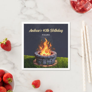 Backyard Fire Pit Bonfire Cookout, Birthday BBQ Pappersservett