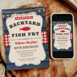 Backyard Fish Fry 80:e födelsedagsinbjudan Inbjudningar