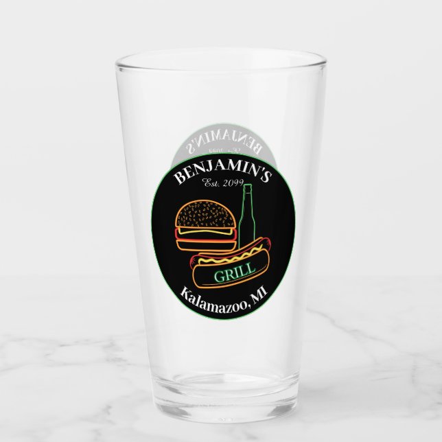 Backyard Grill with Burgers Drinkware Pint Beer Glaskopp (Framsida)