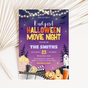 Backyard Halloween fest Movie Night Party Inbjudningar