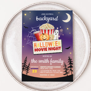Backyard Halloween Movie Night Party Inbjudningar