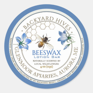 Backyard Hive Lotion Pub Local Flowers and Bee Runt Klistermärke