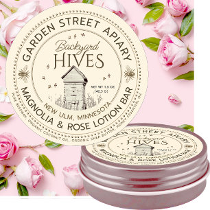 Backyard Hives Beeswax LOTION PUB ELABEL Runt Klistermärke