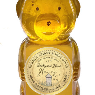 Backyard Hives honey Label Guld Grunge Runt Klistermärke