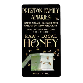 Backyard honey 12 oz Burk-etikett Beehive Black Fraktsedel