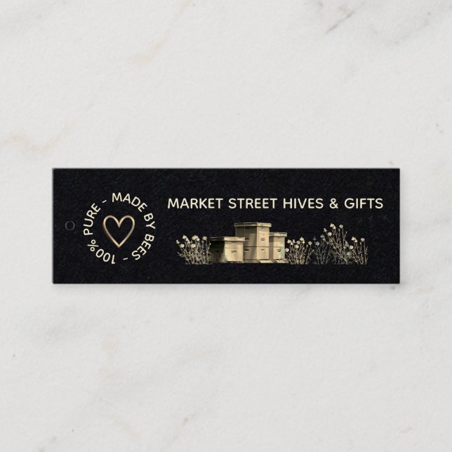 Backyard honey Black Flower Hives Guld Heart Bees Mini Visitkort (Framsida)
