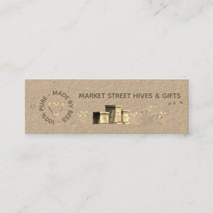Backyard honey Kraft Flower Hives Guld Heart Bees Mini Visitkort