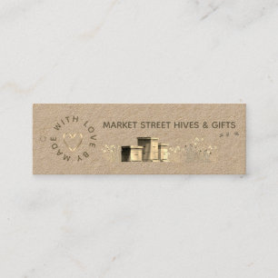 Backyard honey Kraft Flower Hives Guld Heart Bees Mini Visitkort
