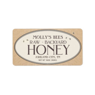 Backyard honey Label (vågrät) Oval on Kraft Adressetikett