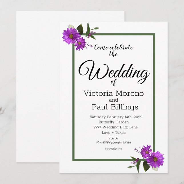 Backyard Lavander Daisy Call Inbjudningar (Fram/baksida)