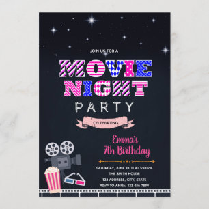 Backyard Movie födelsedagsfest inbjudan