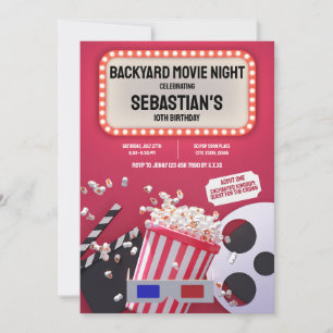Backyard Movie Night Barns födelsedag Party Inbjudningar