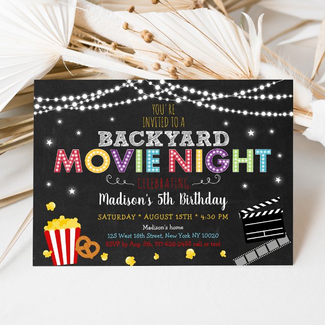 Backyard Movie Night Birthday Inbjudningar (Skapare uppladdad)