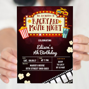 Backyard Movie Night Födelsedagsfest inbjudan