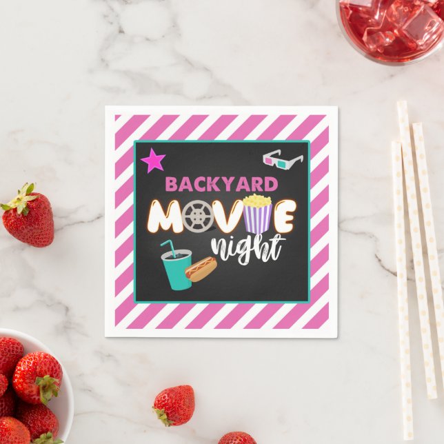 Backyard Movie Night Napkin - Girl Pappersservett (Insitu)
