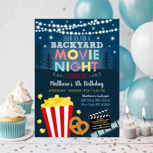 Backyard Movie Night Summer Outdoor Birthday Inbjudningar
