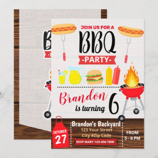 BACKYARD PARTY BBQ BIRTHDAY INVITATION INBJUDNINGAR