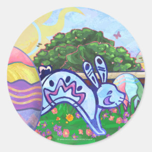 Backyard Påskägg Hunt Round Sticker Runt Klistermärke