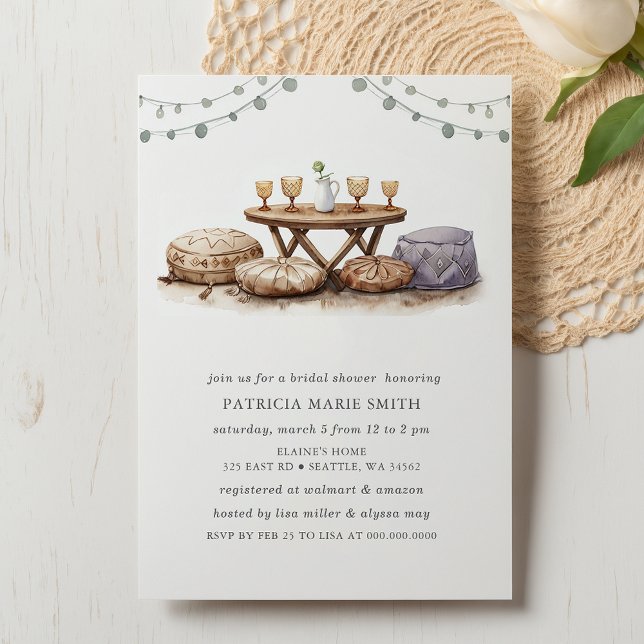 Backyard Picnic Bohemian Boho Möhippa Inbjudningar (Backyard Picnic Bohemian Boho Bridal Shower Invitation
)