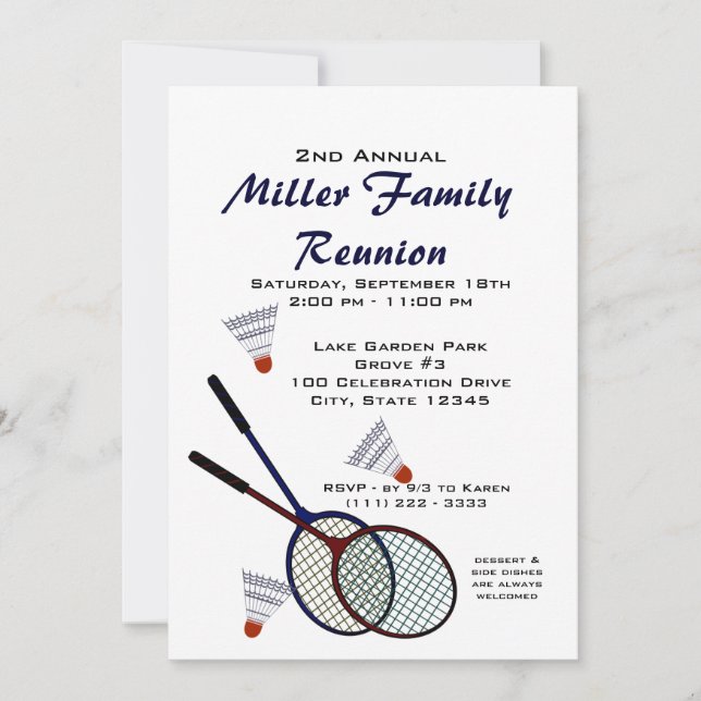 Backyard Picnic Games/ Badminton Inbjudningar (Framsida)