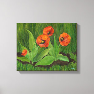 Backyard Tulips lindad canvas