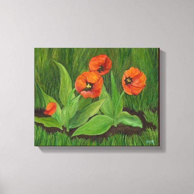 Backyard Tulips lindad canvas (Framsida)
