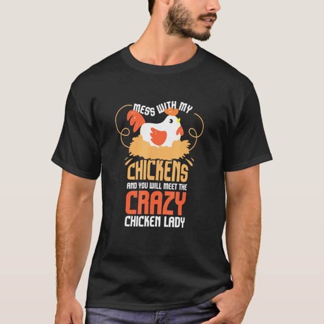 Backyard Womens Chicken Farmer I Crazy Chicken Lad T Shirt (Framsida)