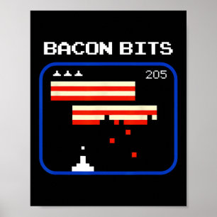 Bacon 8-bitars spelare Retro nörd nörden Poster