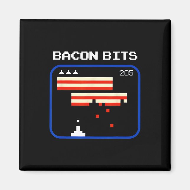 Bacon 8-bitars videospelarspelare Retro Nerd Geek Magnet (Framsidan)