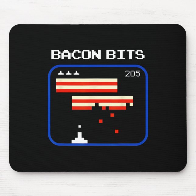 Bacon 8-bitars videospelarspelare Retro Nerd Geek Musmatta (Framsidan)