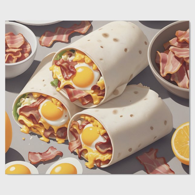Bacon Ägg Ost Frukost Wrap Presentpapper (Platt)