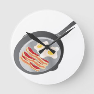 Bacon & ägg rund klocka