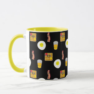 Bacon, ägg, våfflor och Orange juice Mugg