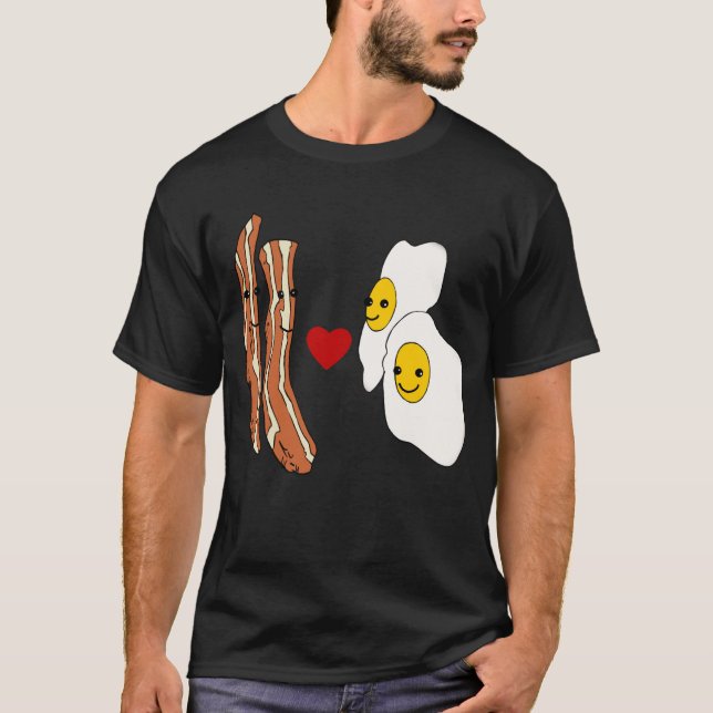 Bacon älskar rolig bacondesign för ägg tee shirt (Framsida)