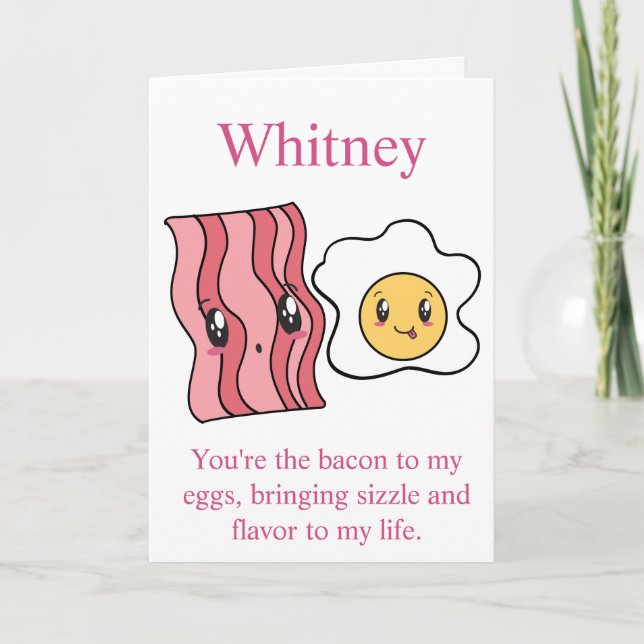 Bacon and Eggs Breakfast Funny Valentines day Card Helgkort (Framsida)