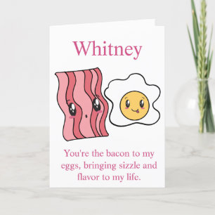 Bacon and Eggs Breakfast Funny Valentines day Card Helgkort