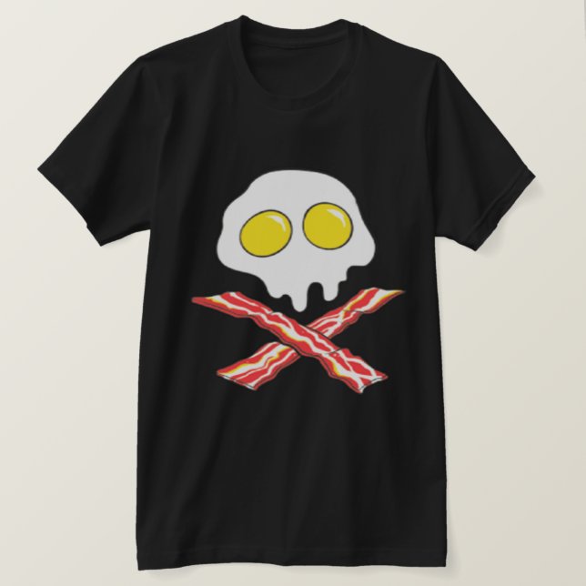 BACON AND EGGS COOL SKULL BONES SPOOF T SHIRT (Design framsida)