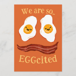 Bacon and eggs funny party invitation announcement inbjudningar