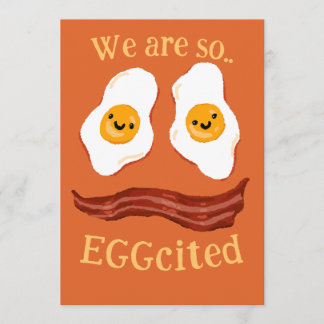 Bacon and eggs funny party invitation announcement inbjudningar
