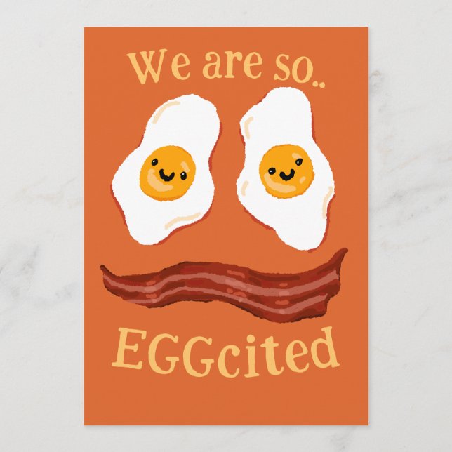 Bacon and eggs funny party invitation announcement inbjudningar (Framsida)