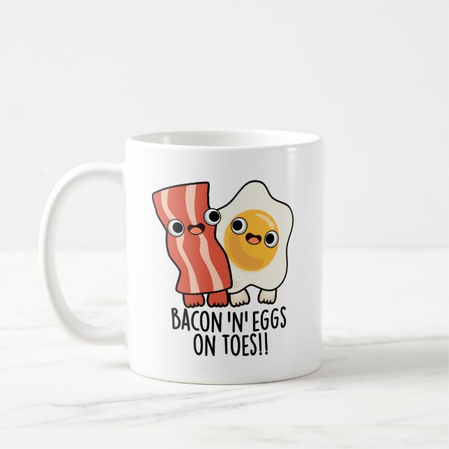 Bacon And Eggs On Toes Funny Toast Pun  Kaffemugg (Vänster)