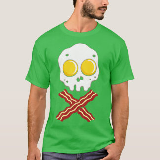 Bacon and Eggs Skull Breakfast Pirat Kött T Shirt