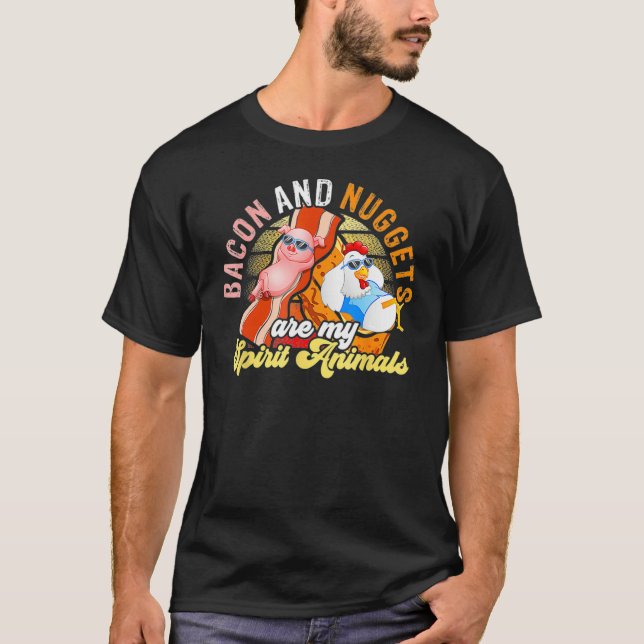 Bacon And Nuggets Spirit Animals Fast Food Pun Hum T Shirt (Framsida)