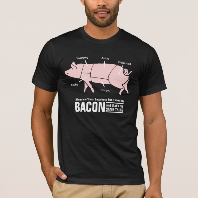 Bacon är den roliga grisen för lyckan som slaktare tee (Framsida)