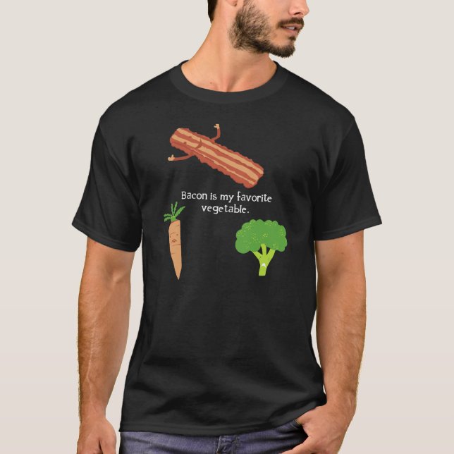 Bacon är min favorit- grönsak (mörk) tee (Framsida)