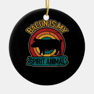 Bacon är min spirit Animal Bacon Älskare Grilling Julgransprydnad Keramik